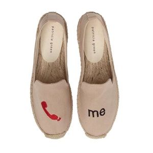 Patricia Green Canvas Embroidered Call Me Graphic Espadrilles